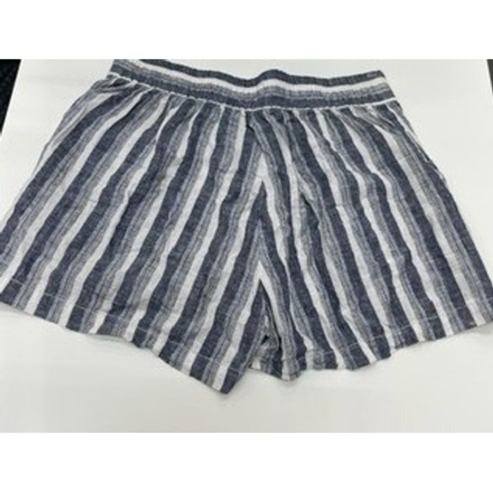 Max Studio Womens Navy Blue White Striped Linen Blend Pull On Shorts‎ Size M - Picture 5 of 5